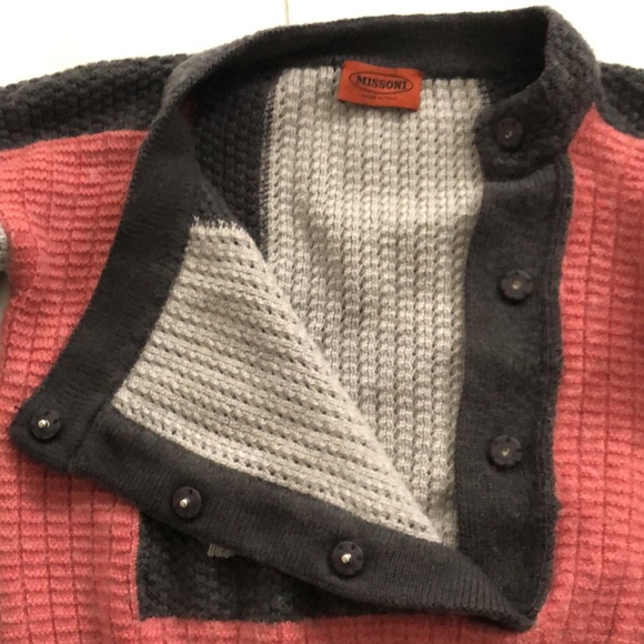 Missoni S-M Sweater Pink Grey Button Front Closure Mohair Wool Excellent Conditi - Picture 6 of 9